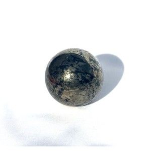 Golden Chalcopyrite W/ Black Hematite & Pyrite Inclusions Carved Sphere Ball 2"